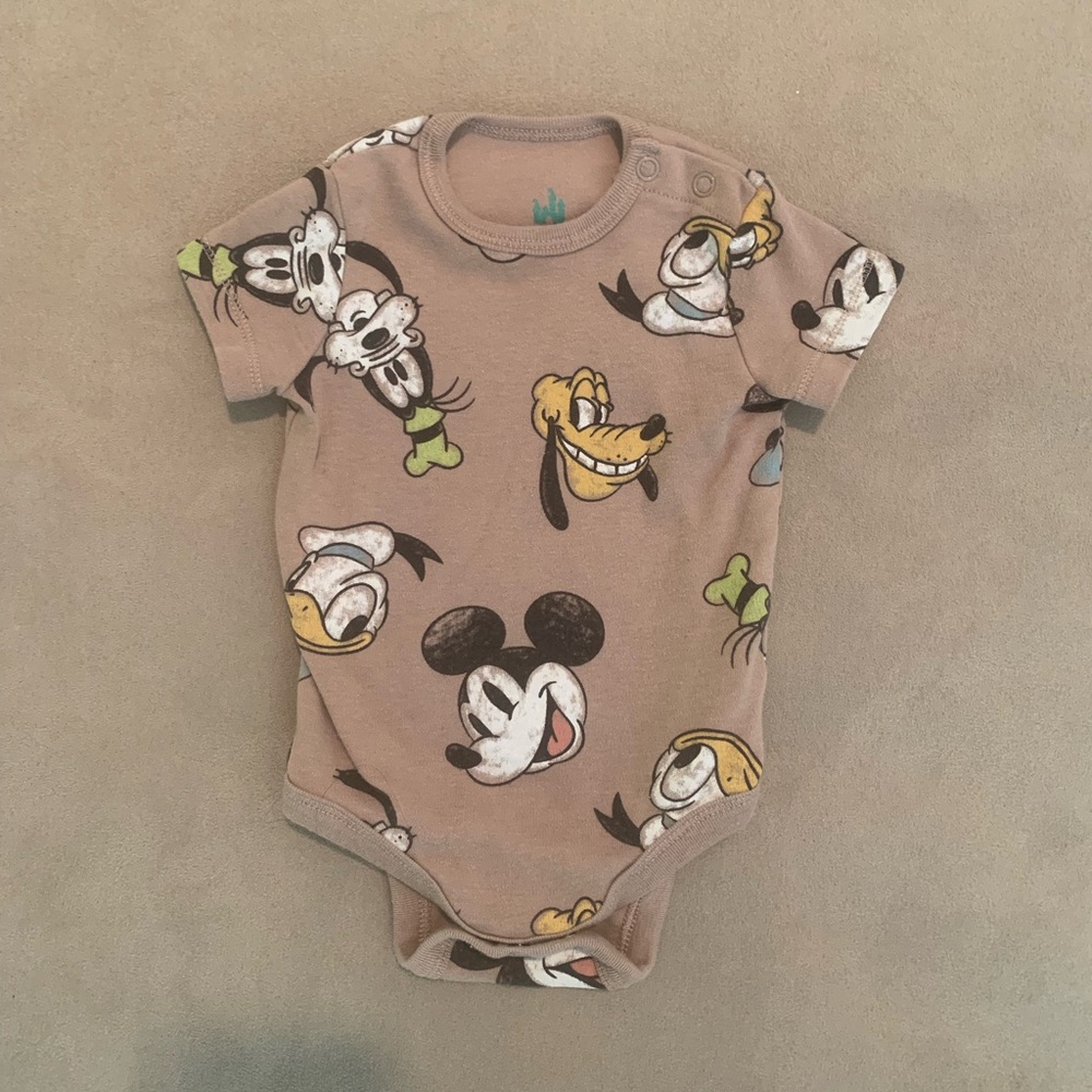 Disney Vintage Print Baby Onesie - size 0/3 M